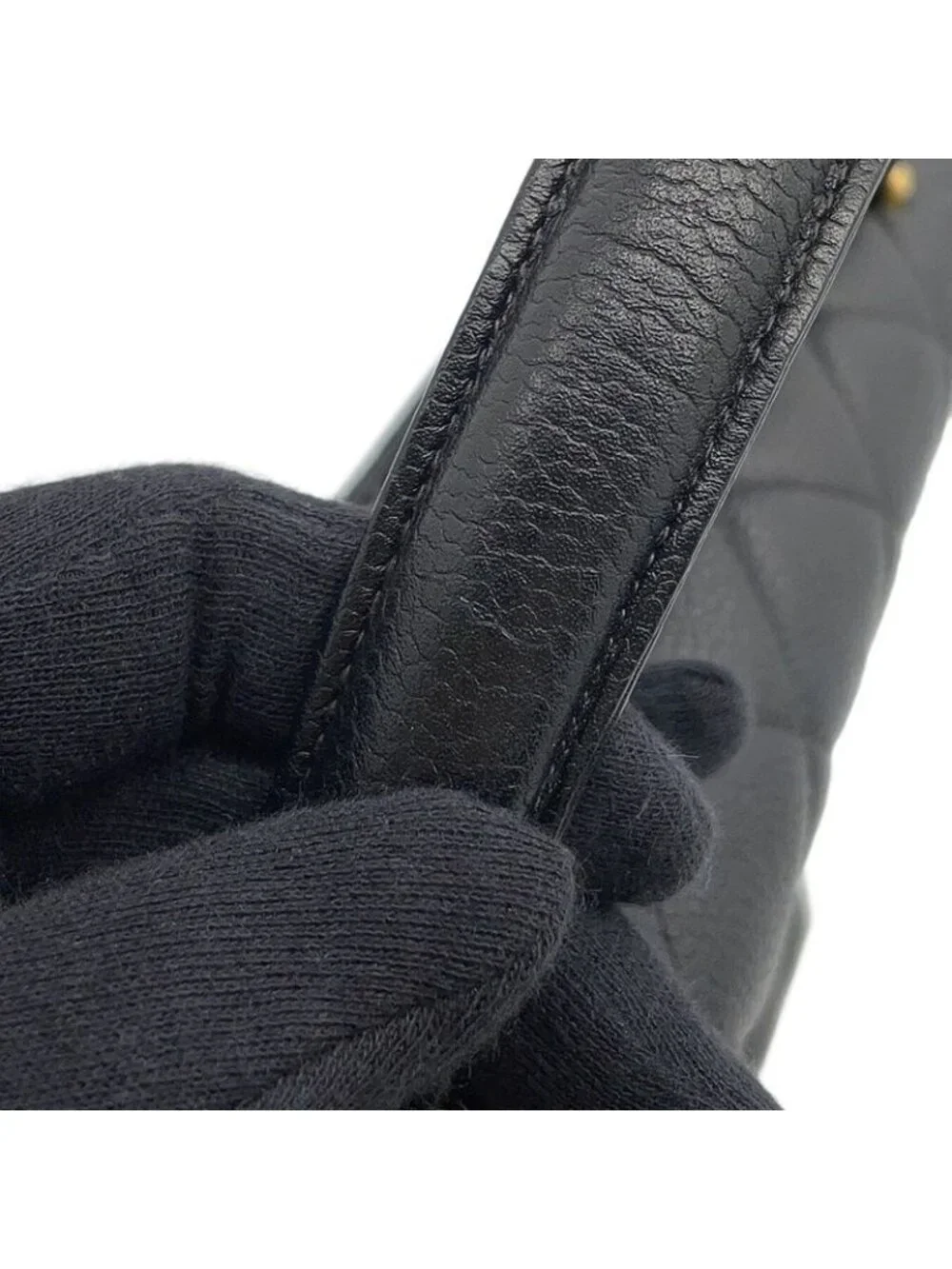 Chanel Handbag Quilted CC Logo Top Handle Caviar Leather Bag - Picture 9 of 10